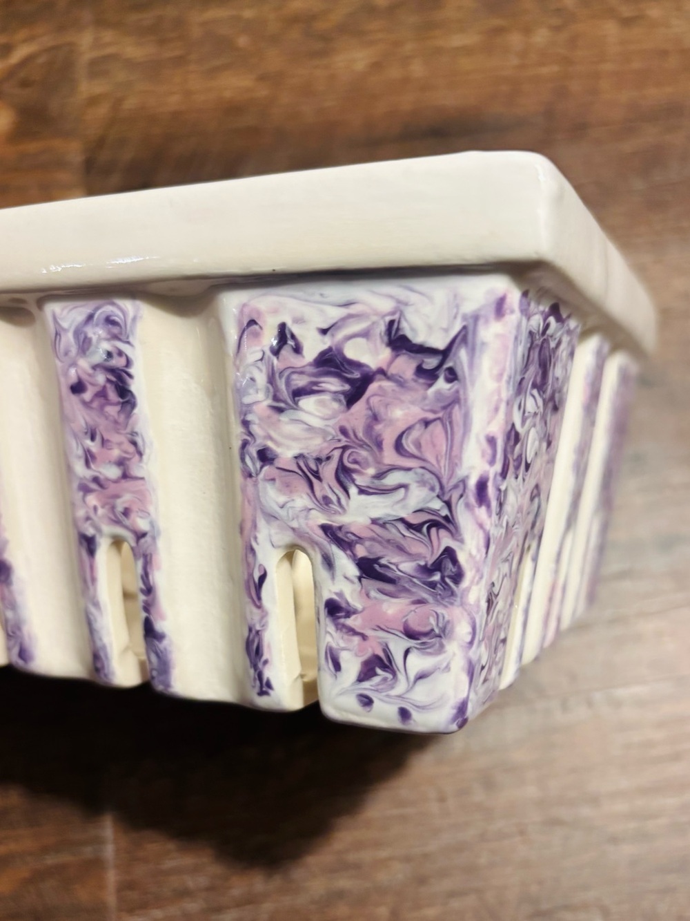 Hand Painted Purple & White Ceramic Glazed Berry Bowl